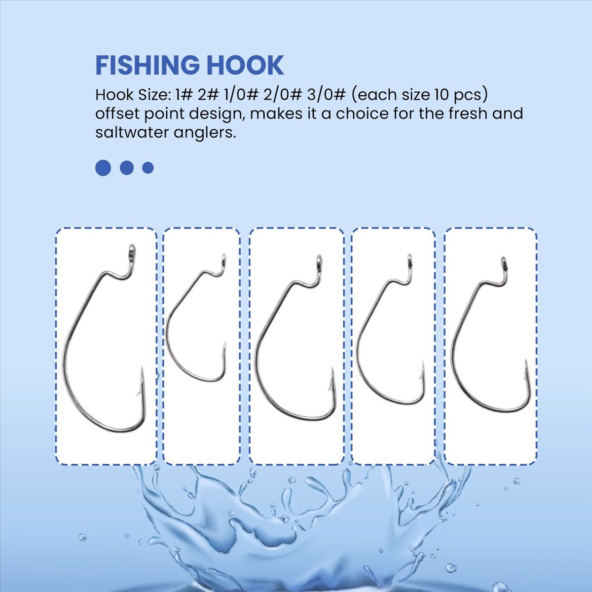 Fishing Hook Box - AD45 51個入り釣り針 高炭素鋼製ワームセンコーベイトジグフィッシュフック プラスチックボックス付き