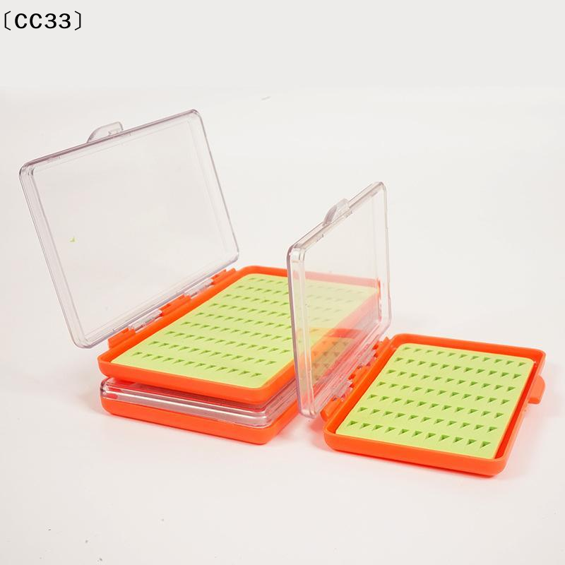 Fishing Hook Box - 透明な蓋付きのABS製フライフィッシング用フック収納ボックス。安全なフォーム製の仕切りが付いており、釣り人がフライフィッシング用具を収納するのに最適。フライを収納可能。〔CC33〕