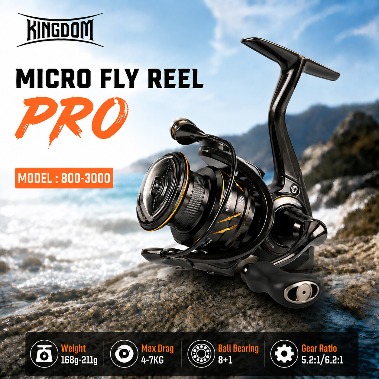 Abu Garcia Reel Revo - キングダム マイクロ フライ プロ フィッシング スピニングリール