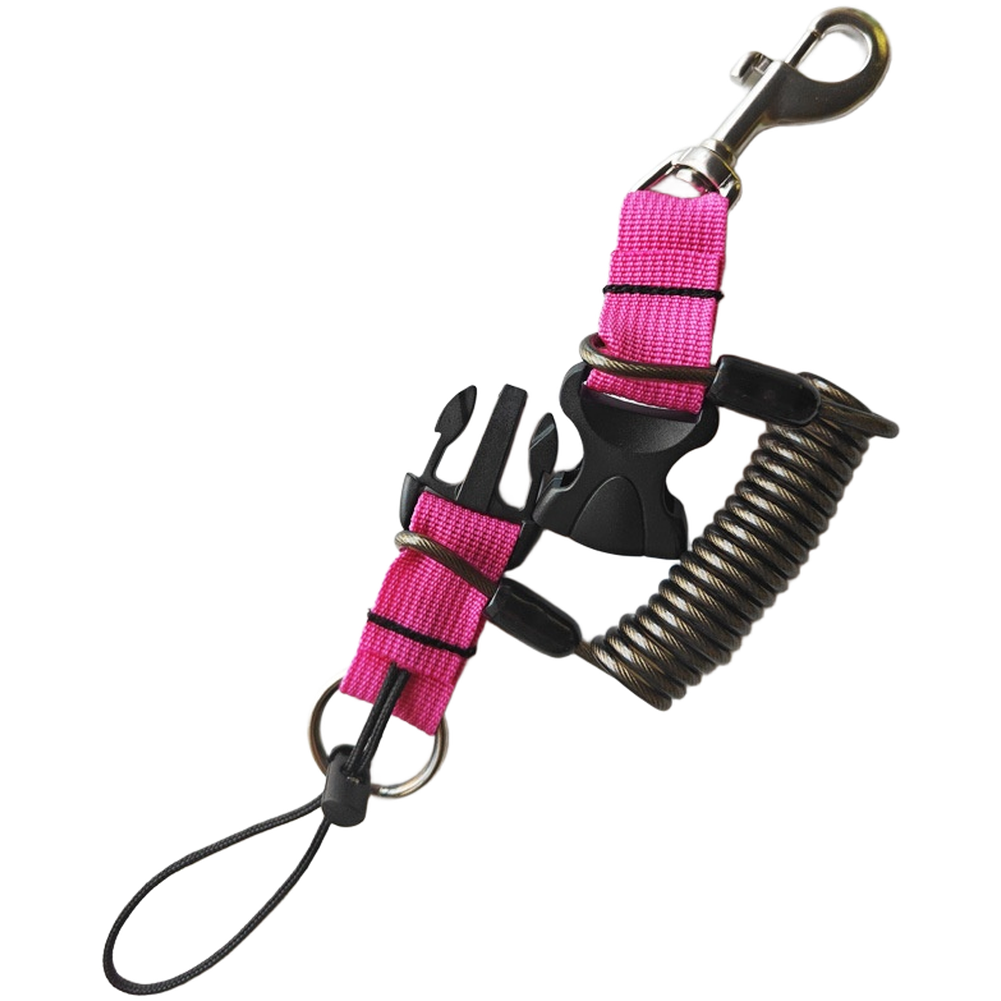 Fishing Hook - 伸縮式304ステンレススプリングロープ 1.2m PUコーティング ダイビング、釣り、カメラギア用安全コード 360度回転フック 厚みのあるOリング