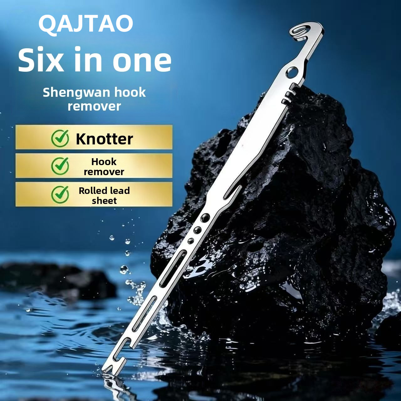 Fishing Hook Sharpener - QAJTAO 6-in-1 ステンレス製魚釣り針外し 4個入り、素早く取り外せる、携帯用魚釣り針ツール、釣り用アクセサリー