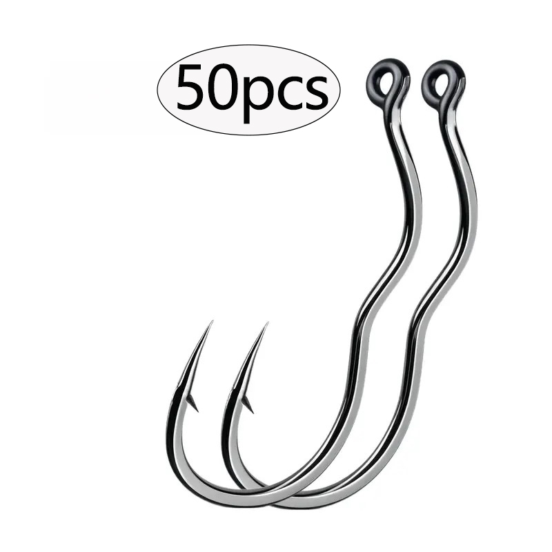 50 個の耐久性のある自動フリップ高炭素鋼釣り針、目付き滑り - Fishing Hook Circle のレビューと価格